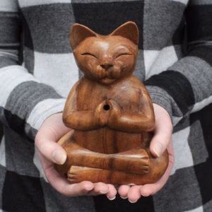 Brûleur d'Encens Bois - Chat Yoga - Grand