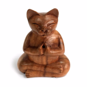 Brûleur d'Encens Bois - Chat Yoga - Grand
