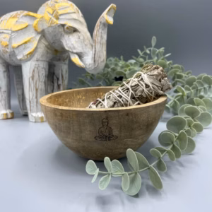 Holzschale für Räucher - Und Ritualopfer - Buddha - 13x7cm
