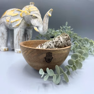 Holzschale für Räucher - Und Ritualopfer - Hamsa - 13x7cm