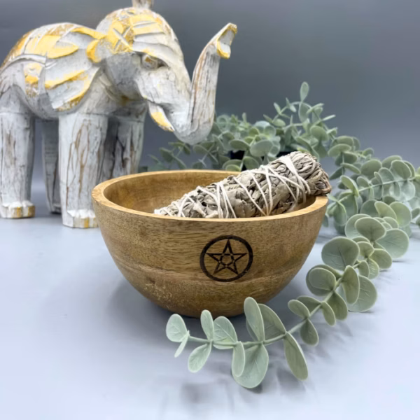 Houten Smudge - En Rituele Offerkom - Pentagon - 13x7cm