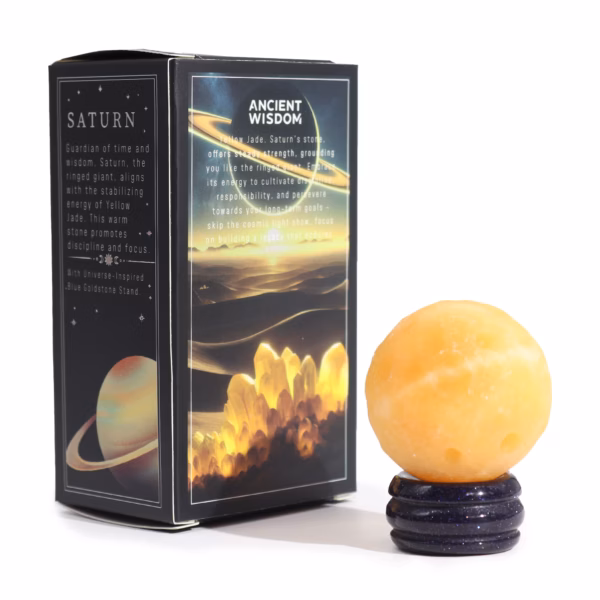 Yellow Jade Planet on a Sola Goldstone Stand - 40mm - 30x15mm Stand
