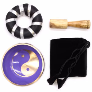 Yin & Yang Singing Bowl Set - White/Purple - 10.7cm