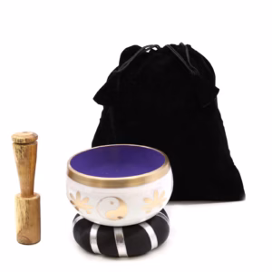 Yin & Yang Singing Bowl Set - White/Purple - 10.7cm