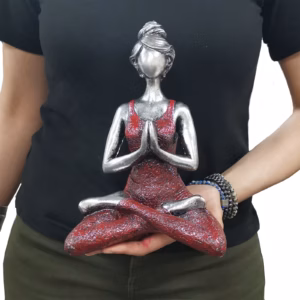 Yoga Lady Figur - Silber & Bordeaux 24cm