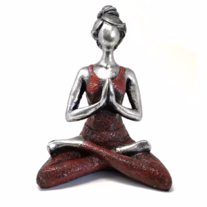 Yoga Lady Figur - Sølv og Bordeaux 24cm