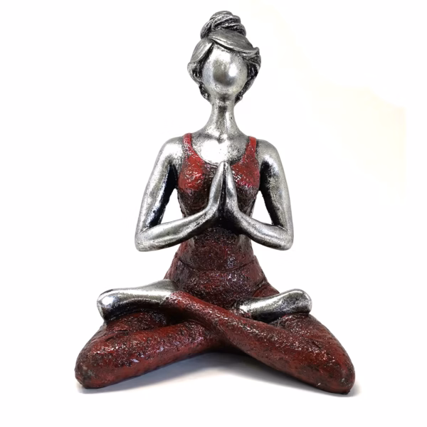 Yoga Lady Figur - Silber & Bordeaux 24cm