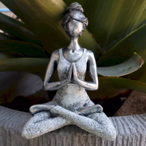 Yoga Beeldje - Vrouw - Zilver & Wit - 24cm