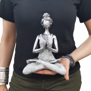 Yoga Beeldje - Vrouw - Zilver & Wit - 24cm