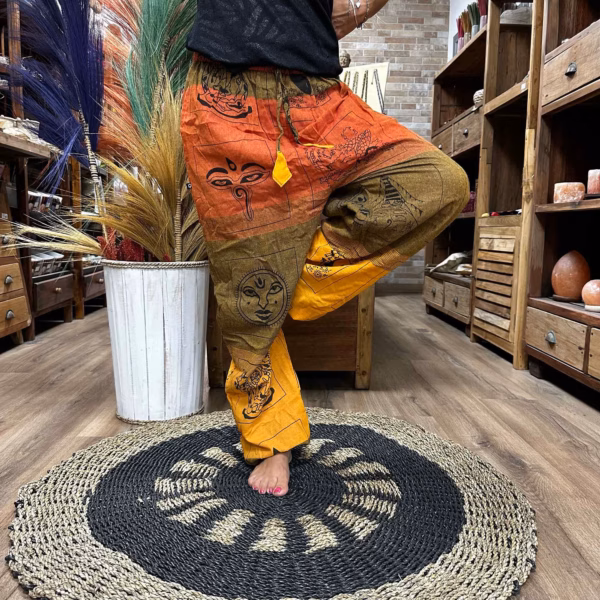 Pantalon de Yoga & Festival - Taille Haute Imprimés Himalaya - Orange