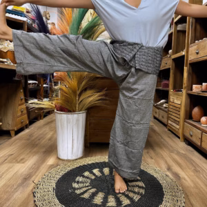 Yoga- och Festivalbyxor - Thailändska Fiskaren Mandala Mantra i Grå