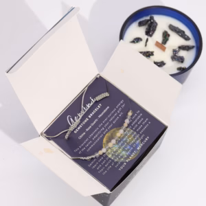 Sternzeichen Kristallkerze mit Edelstein Armband - Zwillinge