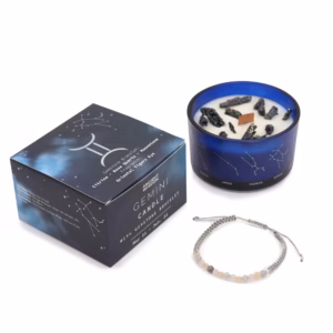 Bougie de Cristal du Zodiaque avec Bracelet de Pierres Fines - Gémeaux