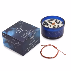 Bougie de Cristal du Zodiaque avec Bracelet de Pierres Fines - Lion