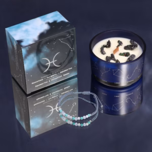 Bougie de Cristal du Zodiaque avec Bracelet de Pierres Fines - Poisson