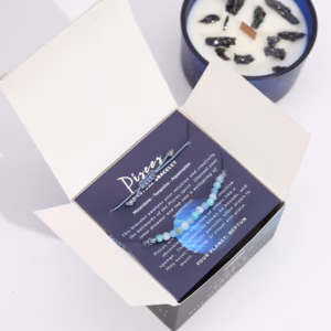 Bougie de Cristal du Zodiaque avec Bracelet de Pierres Fines - Poisson
