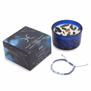 Bougie de Cristal du Zodiaque avec Bracelet de Pierres Fines - Poisson