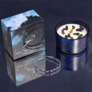 Bougie de Cristal du Zodiaque avec Bracelet de Pierres Fines - Sagittaire