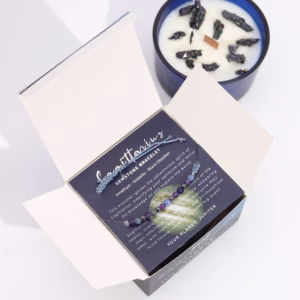 Bougie de Cristal du Zodiaque avec Bracelet de Pierres Fines - Sagittaire