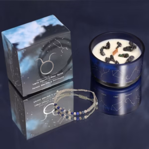 Bougie de Cristal du Zodiaque avec Bracelet de Pierres Fines - Taureau