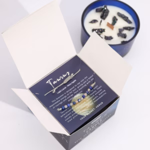 Bougie de Cristal du Zodiaque avec Bracelet de Pierres Fines - Taureau