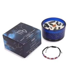 Bougie de Cristal du Zodiaque avec Bracelet de Pierres Fines - Vierge