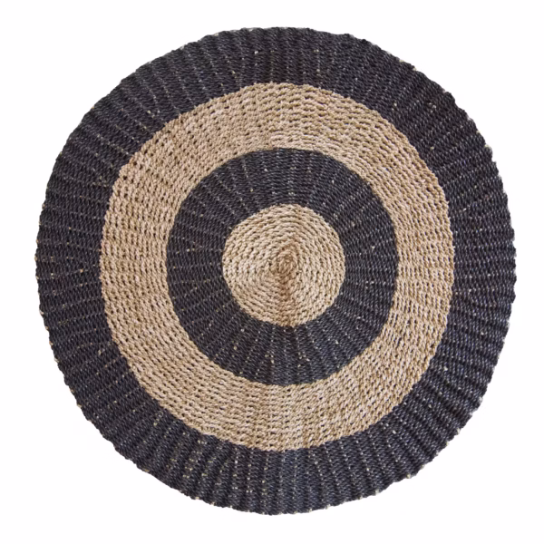 Zeegras Tapijt - Rond - Zwart & Bruin - Dia 1 M