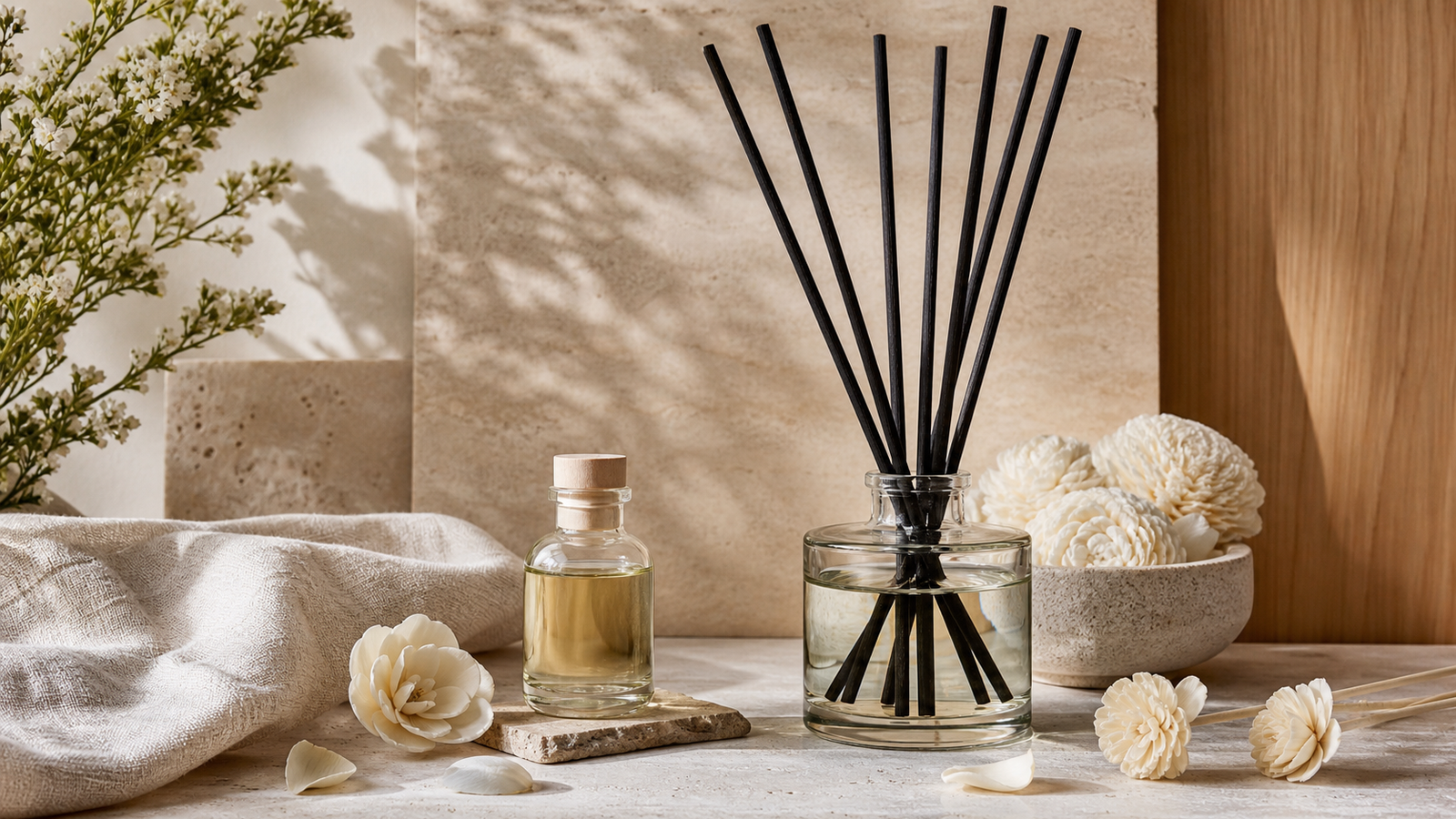 Fragrance Bottles and Accessories Guide: Storage, Blending and Practical Home Scent Tools 5 Reed Diffuser Sticks And Natural Diffuser Flowers For Home Fragrance Accessories